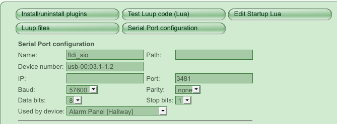 Vera Serial Port Configuration
